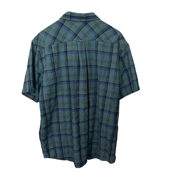Carbon 2 Cobalt Men's XL Blue Plaid 100% Cotton Short Sleeve Button Up Shirt - Picture 3 of 5